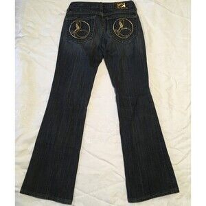 Bebe Jeans Womens 24 Carmen Girly Bootcut Embellished Rhinestone Pockets *Read